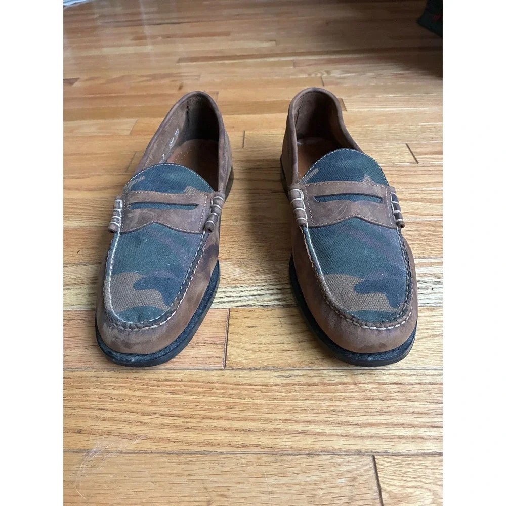 GH Bass Weejuns Mens 12 D Penny Loafers Brown Leather Camouflage Slip On